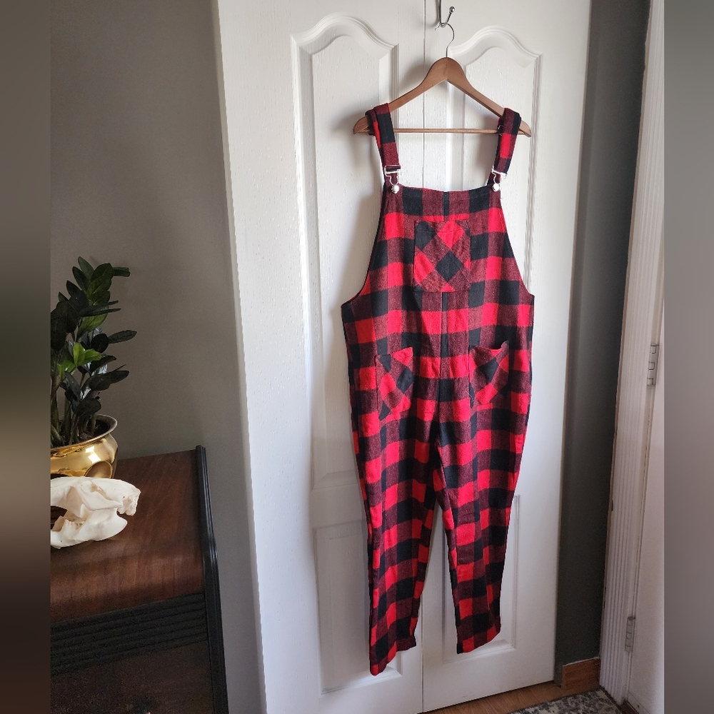 Shein plaid overalls 0XL
